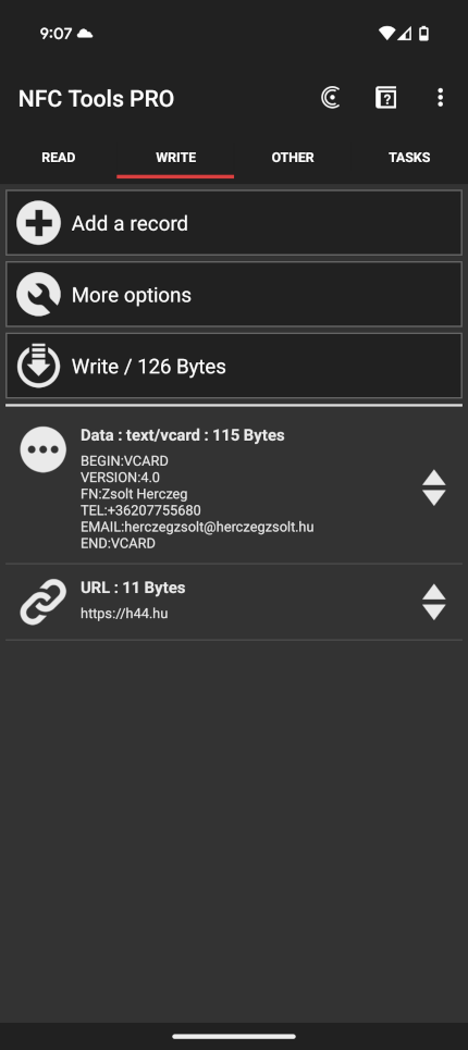 Screenshot of NFC Tools Pro